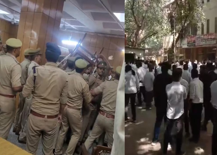 UP NEWS: गाजियाबाद की जिला कोर्ट में जज से भीडे वकील, पुलिस ने किया लाठीचार्ज