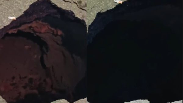 मेरठ के जीरो माइल चौराहे पर धंसी सड़क, बड़ा हादसा टला