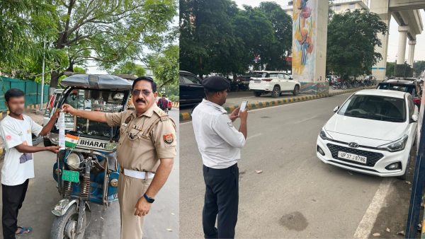 नोएडा में ट्रैफिक नियमों पर सख्ती, एक दिन में 7,111 ई-चालान