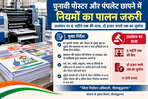 चुनावी पोस्टर-पंपलेट छापने में बरतें सावधानी, नियम तोड़ने पर 6 महीने की जेल और जुर्माने का प्रावधान